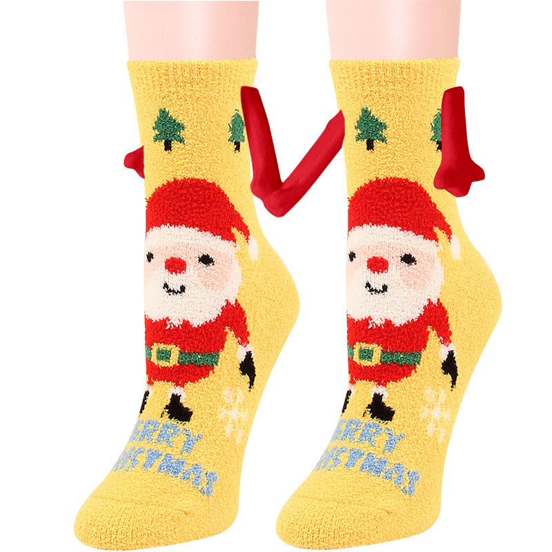 Christmas Magnetic Suction Couple Socks – Warm Coral Fleece Tube Socks for Winter Comfort - ZA-ZOLA