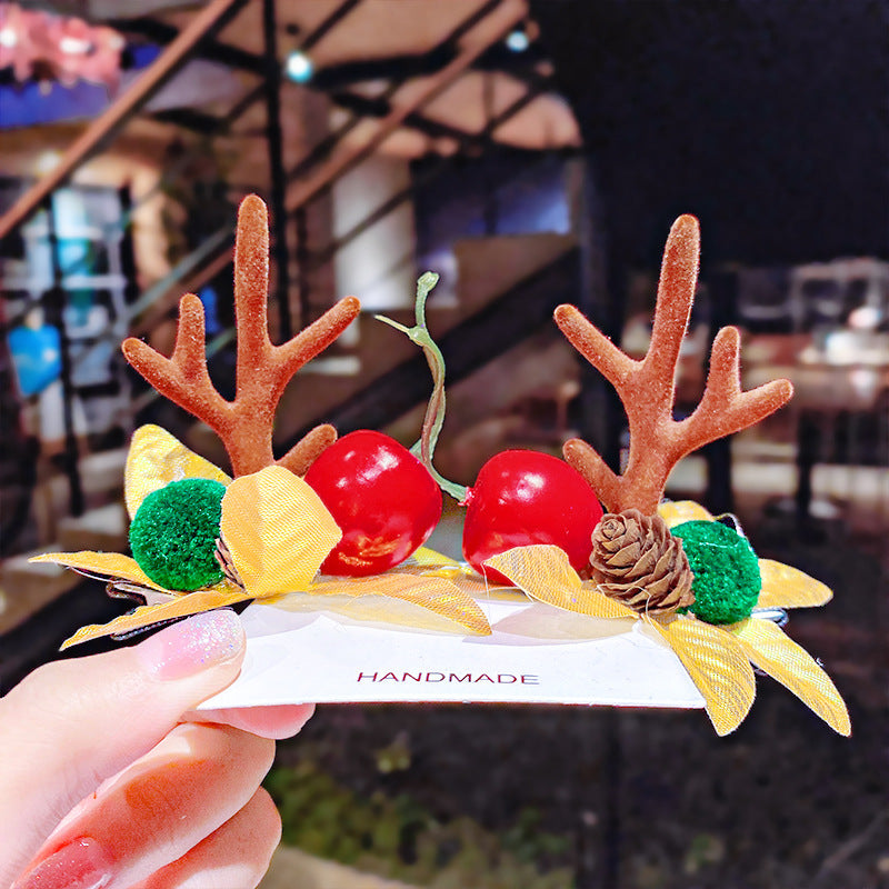 Cute Christmas Hairpin Duck Clip – Snowman & Antler Headdress Hair Ornament - ZA-ZOLA