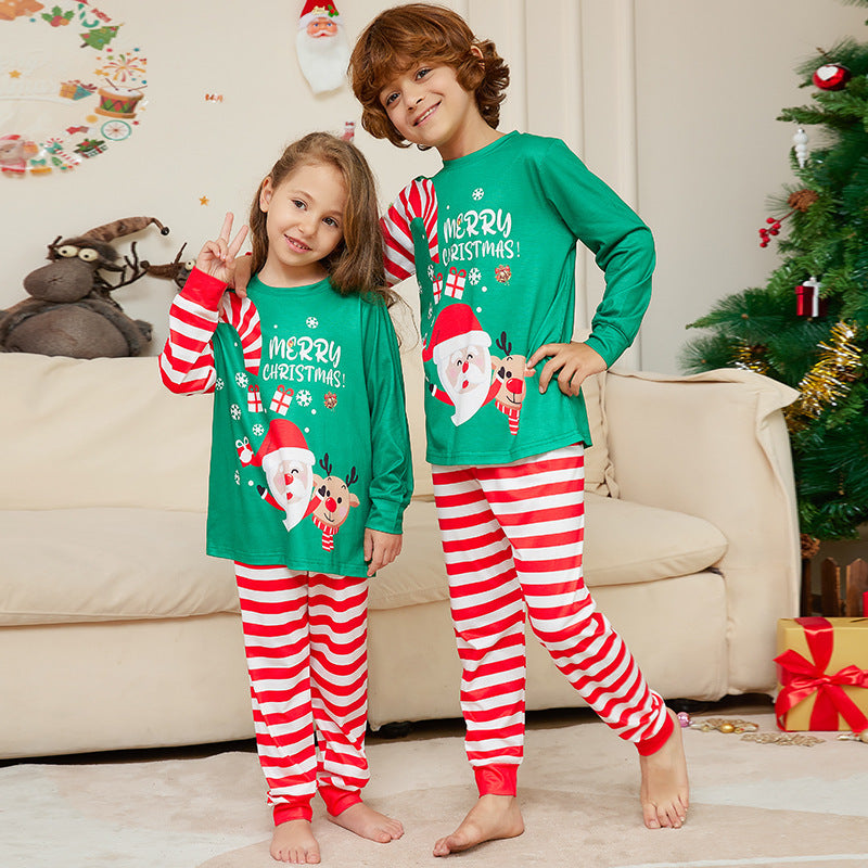 New Cartoon Santa Claus Parent-Child Christmas Pajamas – Letter Printing Home Wear Suit - ZA-ZOLA