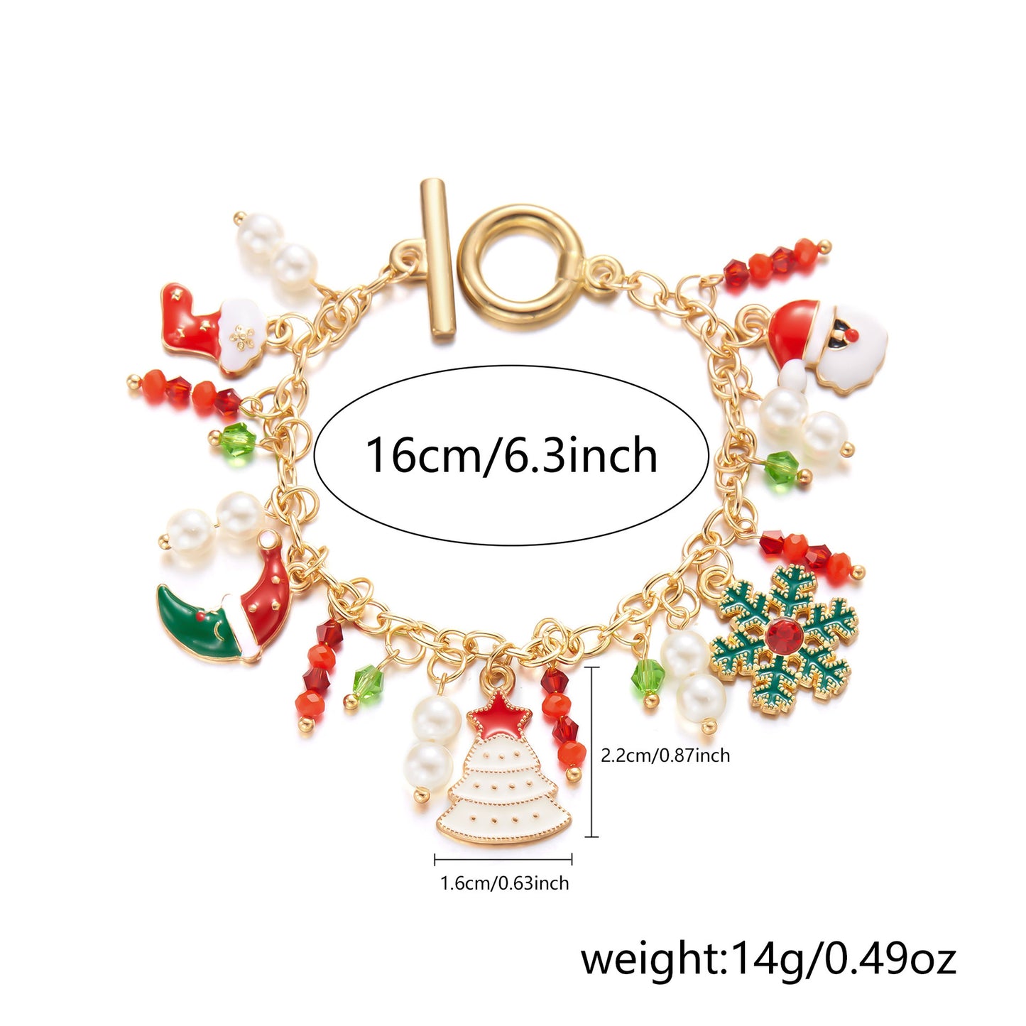 Personalized Christmas Bracelet with Santa Claus & Tree Pendants – Unique Holiday Jewelry for Women - ZA-ZOLA