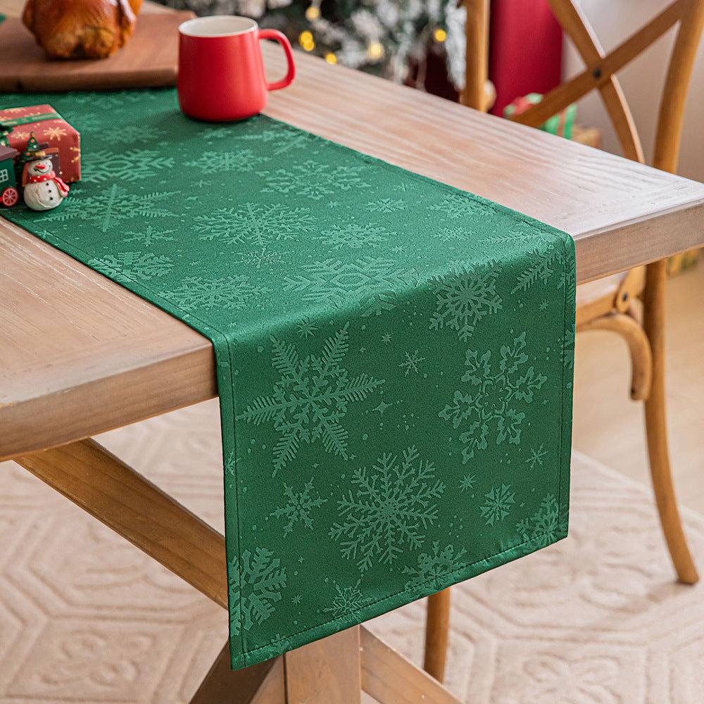 Dark Jacquard Christmas Table Runner | Elegant Holiday Dining Decor - ZA-ZOLA