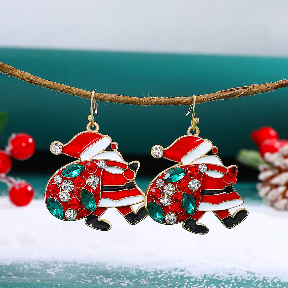 Personalized Santa Claus Earrings with Colorful Rhinestones – INS Fashion Christmas Jewelry for Women - ZA-ZOLA