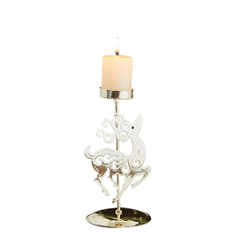 Romantic Wrought Iron Christmas Candlestick – Elegant Candle Tray Decoration - ZA-ZOLA