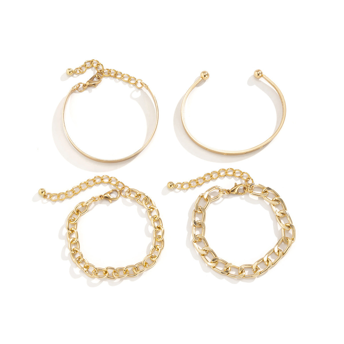 Simple And Smooth C-shaped Hollow Chain Bracelet Set - ZA-ZOLA