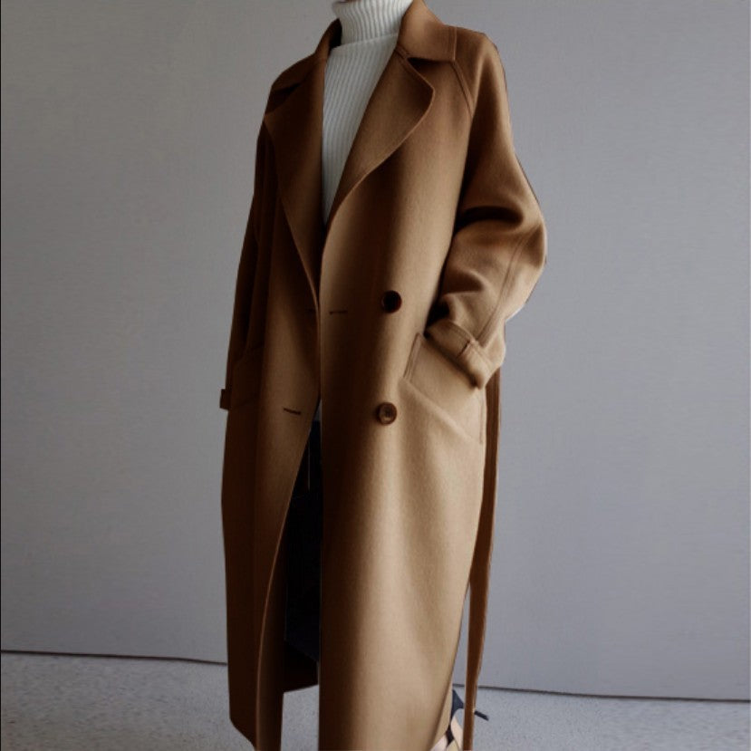 Women’s Lapel Cashmere Coat – Luxury Winter Fashion Outerwear