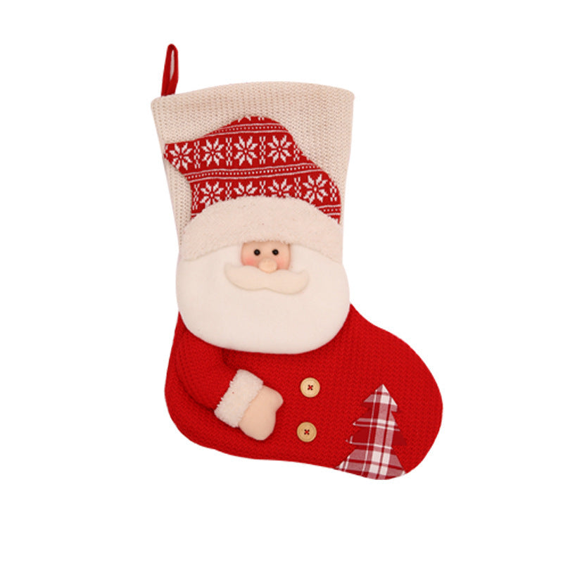 Large Red & White Knitted Christmas Stocking – Santa Claus Fireplace Decor & Gift Bag - ZA-ZOLA