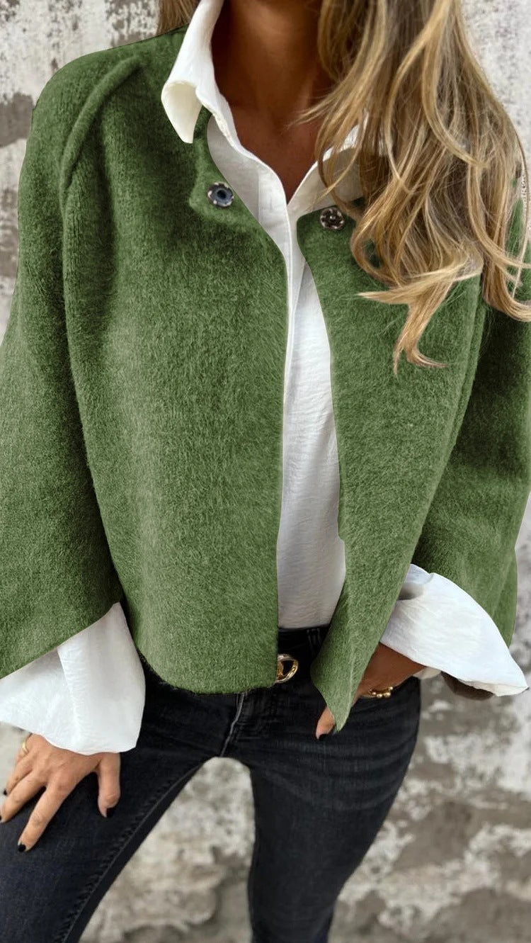 Damen Kaschmir Cardigan mit Fledermausärmeln – Lockerer Kurzmantel für Herbst &amp; Winter