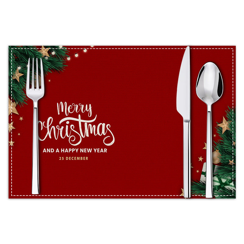 Christmas Linen Placemats – Holiday Blessing Letter Print Table Decor for Festive Dining - ZA-ZOLA