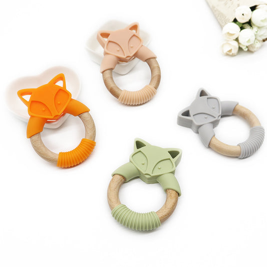 Baby Silicone Wood Ring Fox Baby Teether Molar Stick Toy - ZA-ZOLA