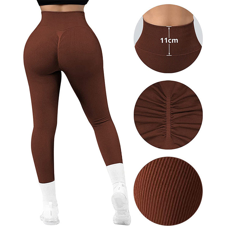 High Waist Seamless Leggings – Women's Slimming Knitted Yoga Pants for Fitness & Running