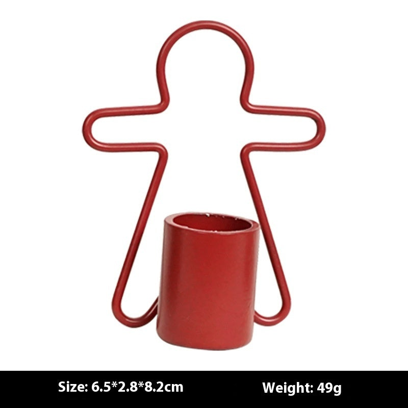 Gingerbread Man Christmas Candlestick – Small Festive Decoration for Holiday Homes - ZA-ZOLA