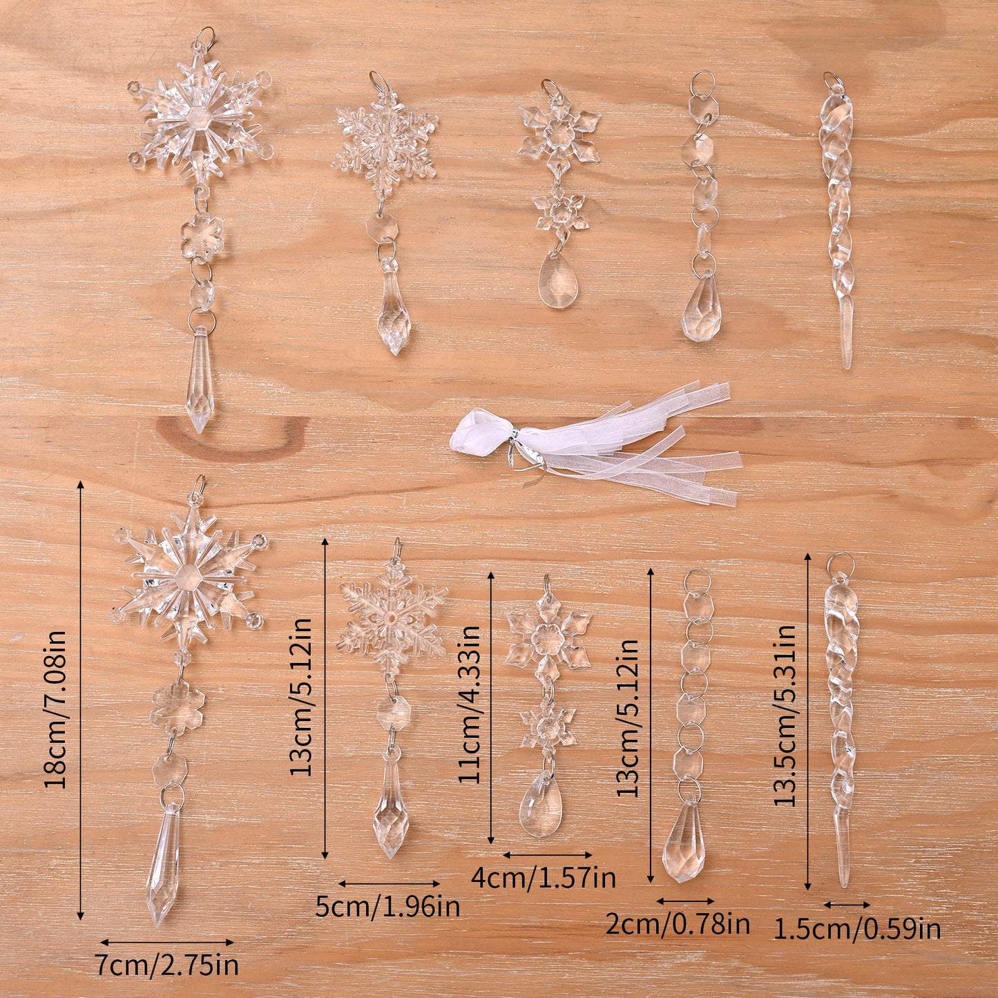 10pcs Acrylic Ice Strip Christmas Tree Pendants – Festive Snow Ceiling Ornaments for Holiday Decor - ZA-ZOLA