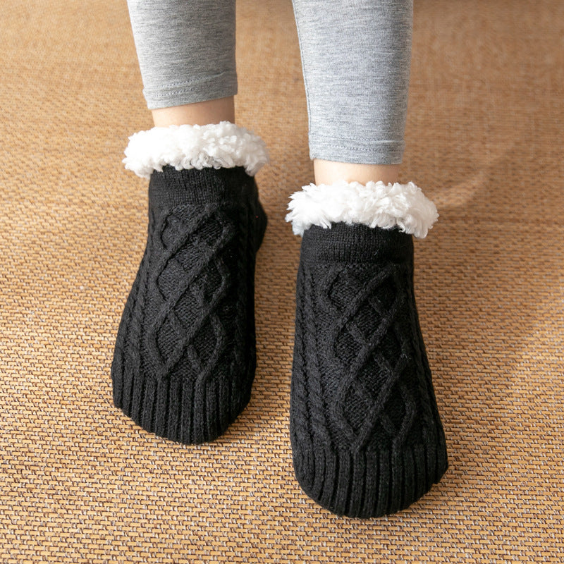 Winter Knitted Plush Floor Socks – Warm Non-Slip Home Carpet Socks for Women - ZA-ZOLA