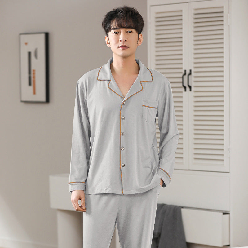 Modal Pajamas Men's Spring And Autumn Long Sleeve Cardigan Suit - ZA-ZOLA