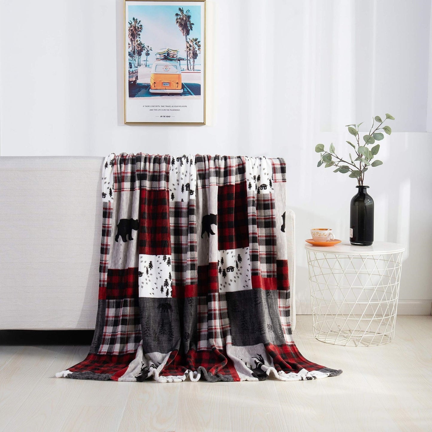 Cozy Christmas Elk & Snowman Print Blanket - Double-Sided Flannel for Winter Comfort - ZA-ZOLA