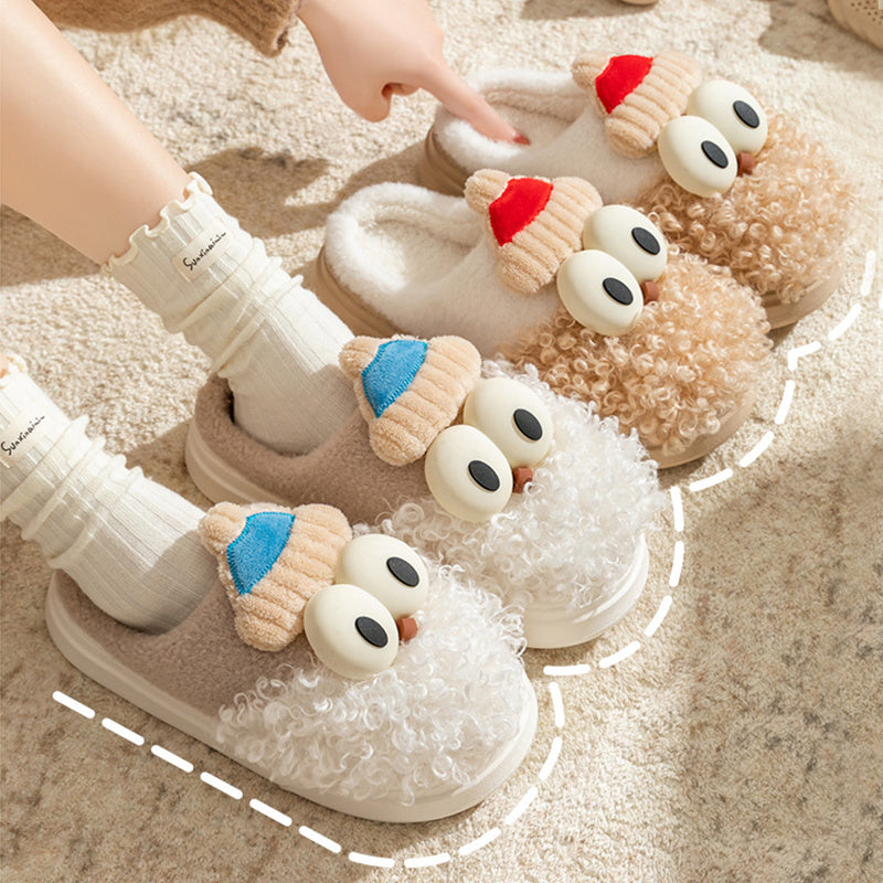 Cartoon Santa Claus Plush Slippers – Cozy Christmas Non-Slip Cotton Shoes for Couples, Women & Men – Warm Indoor Footwear - ZA-ZOLA