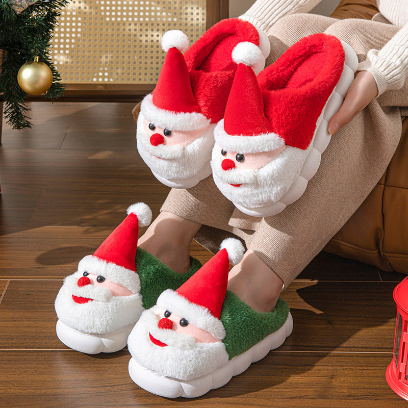 Santa Claus Thick-Soled Non-Slip Slippers – Cozy Christmas Indoor Shoes for Women & Men - ZA-ZOLA