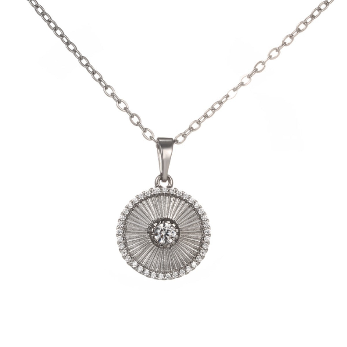 Geometric Round Striped Zircon Pendant Women - ZA-ZOLA