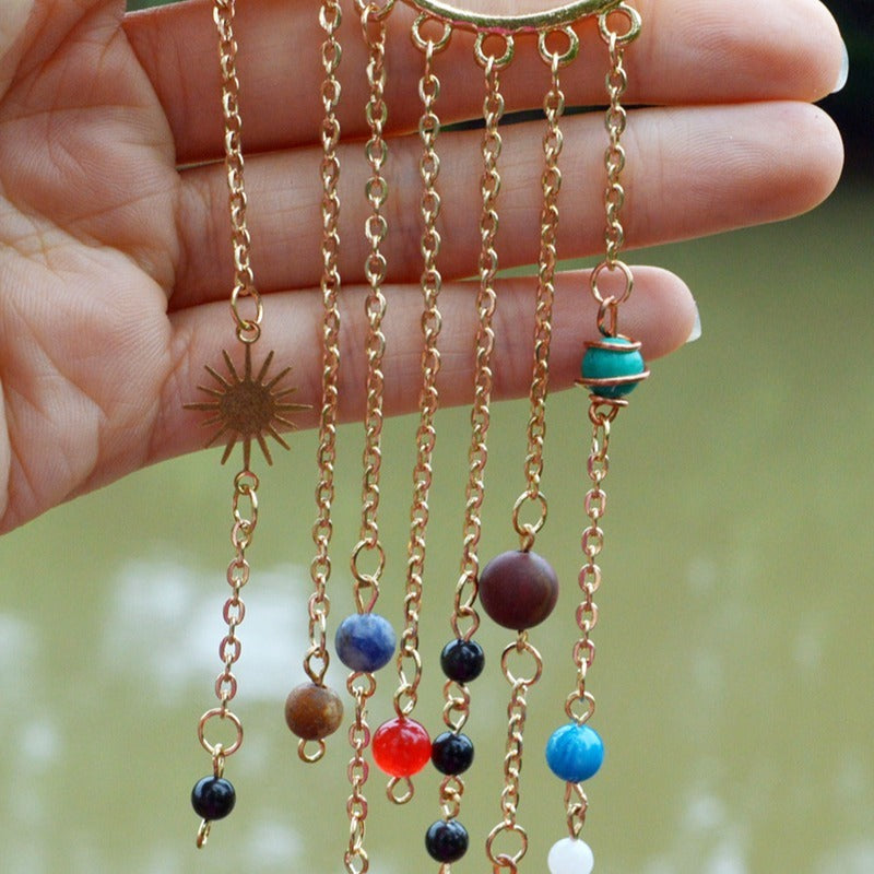 Handmade Natural Beads Earth Saturn Sun Earrings - ZA-ZOLA