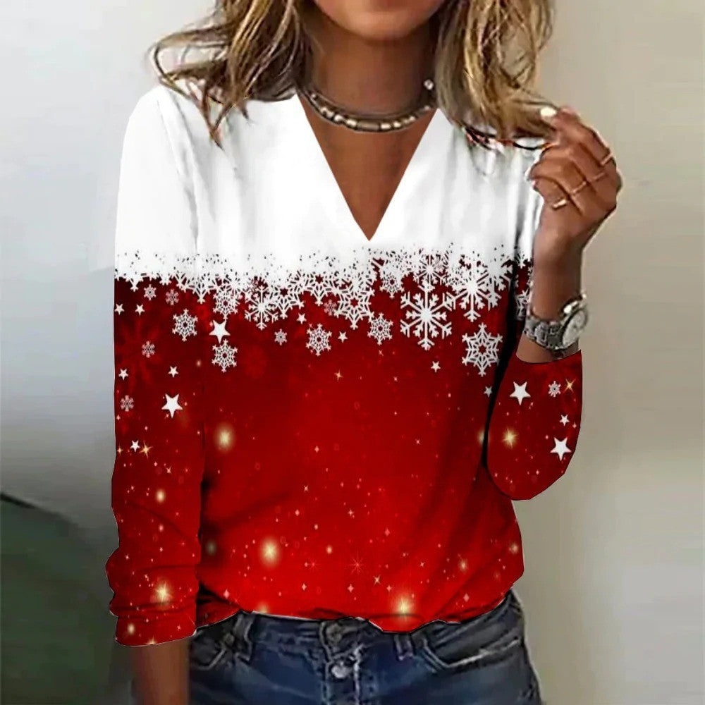 Women's V-Neck Long-Sleeve T-Shirt – Stylish Casual Tops for All Seasons - ZA-ZOLA