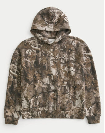 Women's Camouflage Hoodie with Maple Leaf Print – Oversized Sports Hoodie for Ultimate Comfort