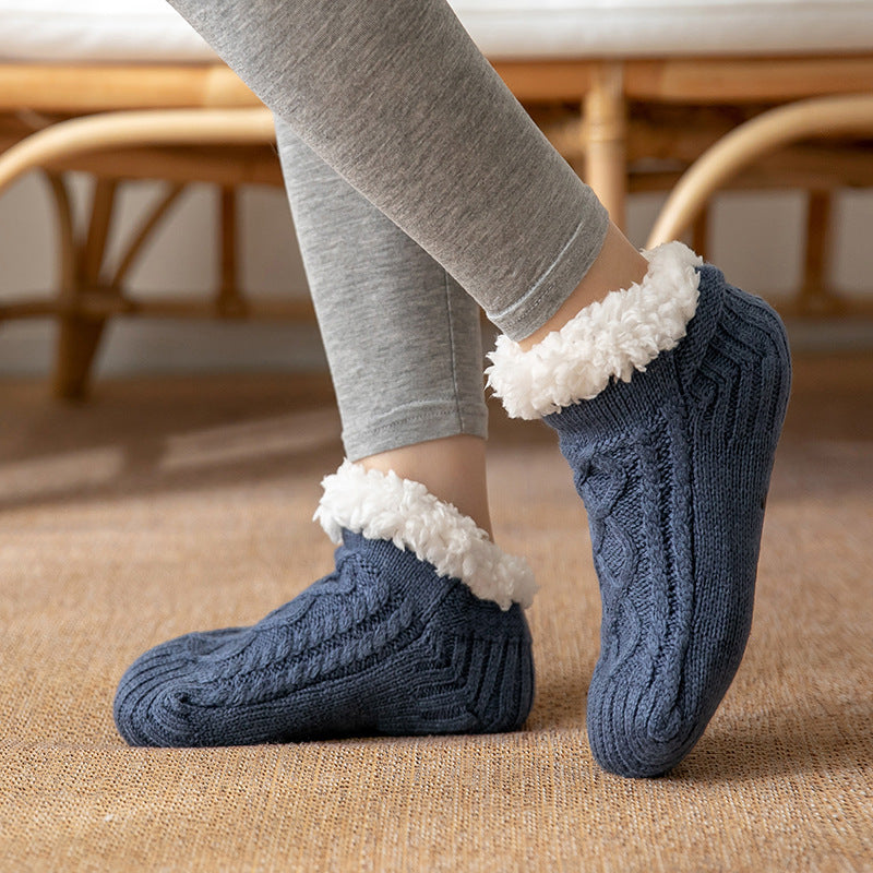 Winter Knitted Plush Floor Socks – Warm Non-Slip Home Carpet Socks for Women - ZA-ZOLA