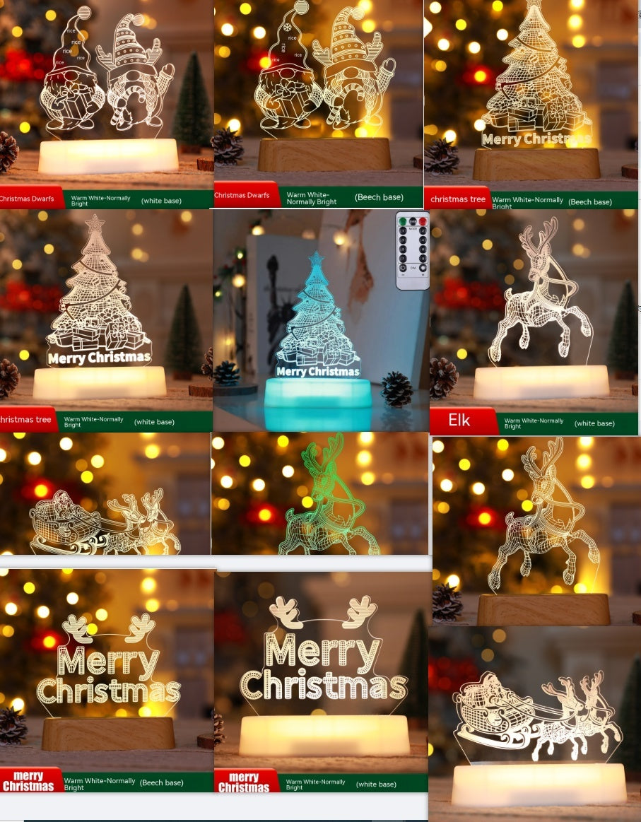 3D Acrylic LED Night Lamp – Christmas Decoration & Kids Gift for New Year & Valentines - ZA-ZOLA