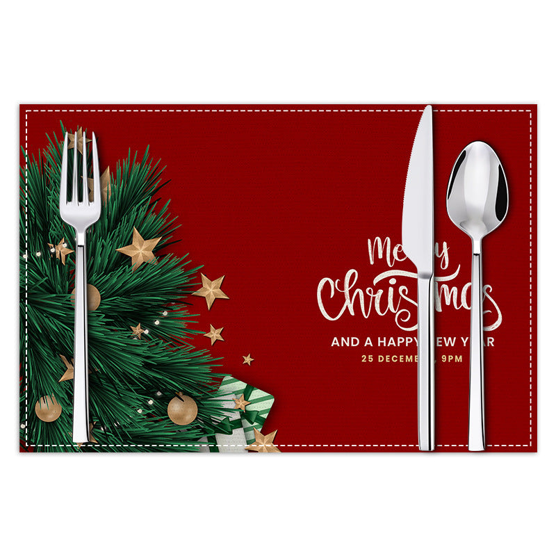 Christmas Linen Placemats – Holiday Blessing Letter Print Table Decor for Festive Dining - ZA-ZOLA