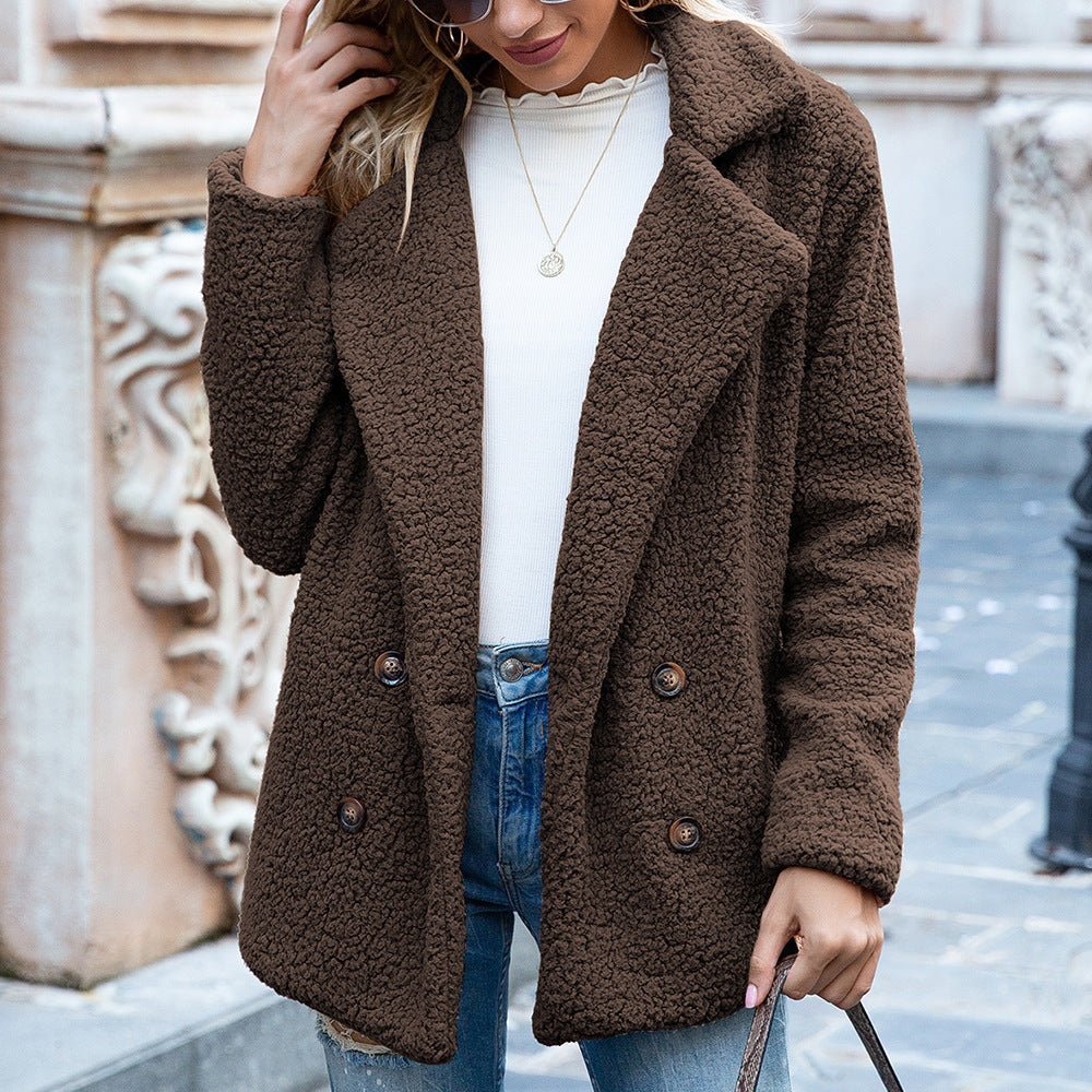 Loose Fluffy Lapel Coat | Winter Button Jacket Cardigan Outwear for Women - ZA-ZOLA