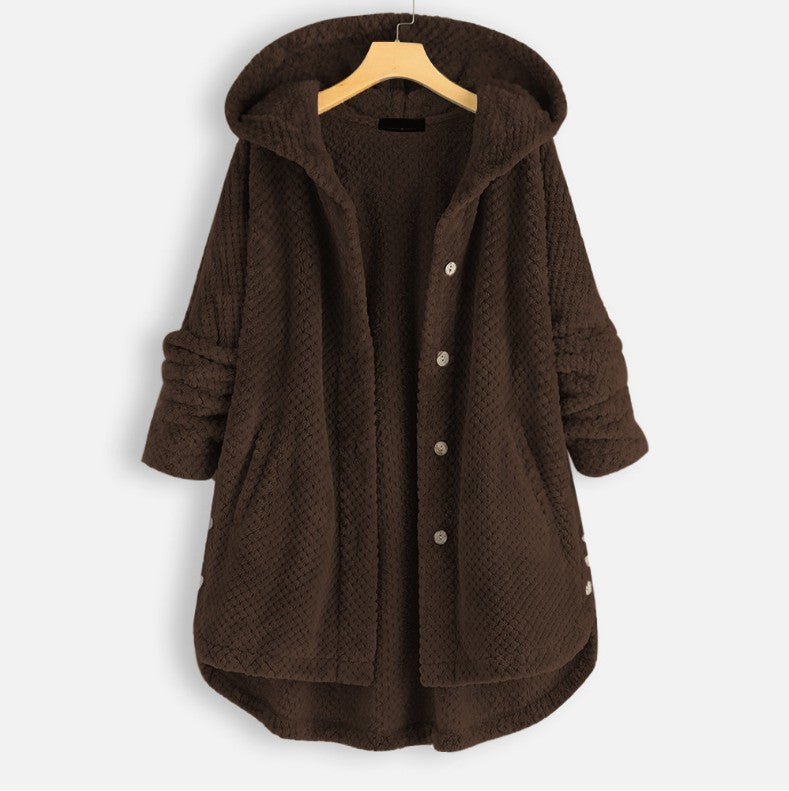 Women's Pure Color Hooded Double-Sided Velvet Sweatshirt Coat – Stylish & Warm Winter Fashion