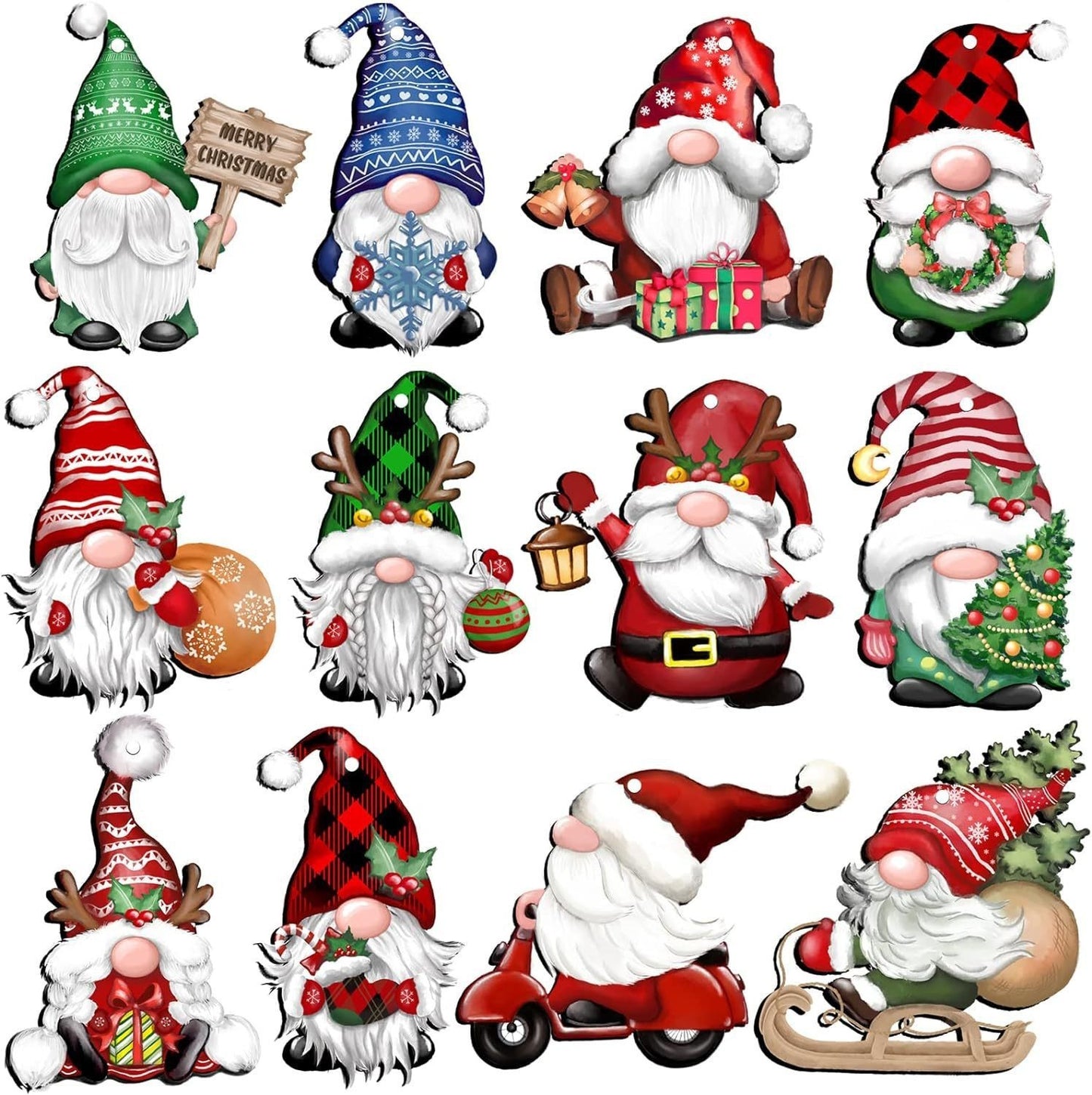 24 PCs Christmas Wooden Hanging Ornaments – Festive Tree & Home Decorations - ZA-ZOLA