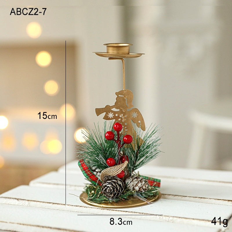 Golden Wrought Iron Christmas Candlestick – Elegant Window Decoration for the Holidays - ZA-ZOLA