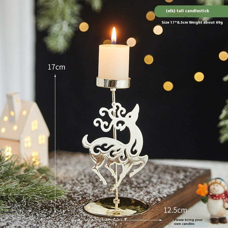 Romantic Wrought Iron Christmas Candlestick – Elegant Candle Tray Decoration - ZA-ZOLA