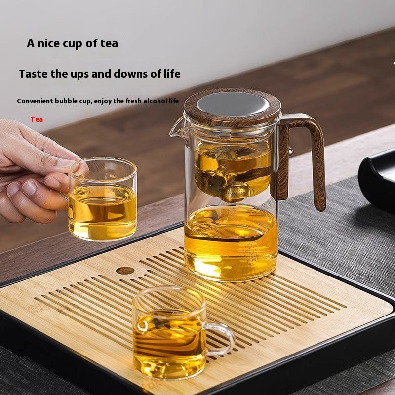 One Click Magnetic Teapot Separation Filtration Glass Tea Pot Wood Handle Tea Water Separation Inner Container Teapot - ZA-ZOLA