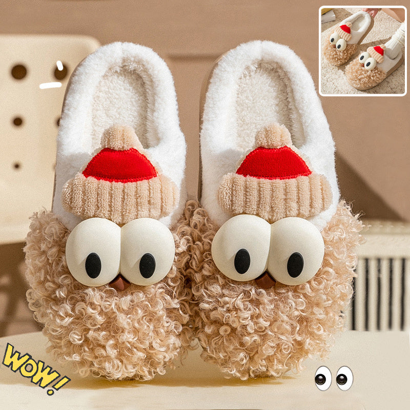 Cartoon Santa Claus Plush Slippers – Cozy Christmas Non-Slip Cotton Shoes for Couples, Women & Men – Warm Indoor Footwear - ZA-ZOLA