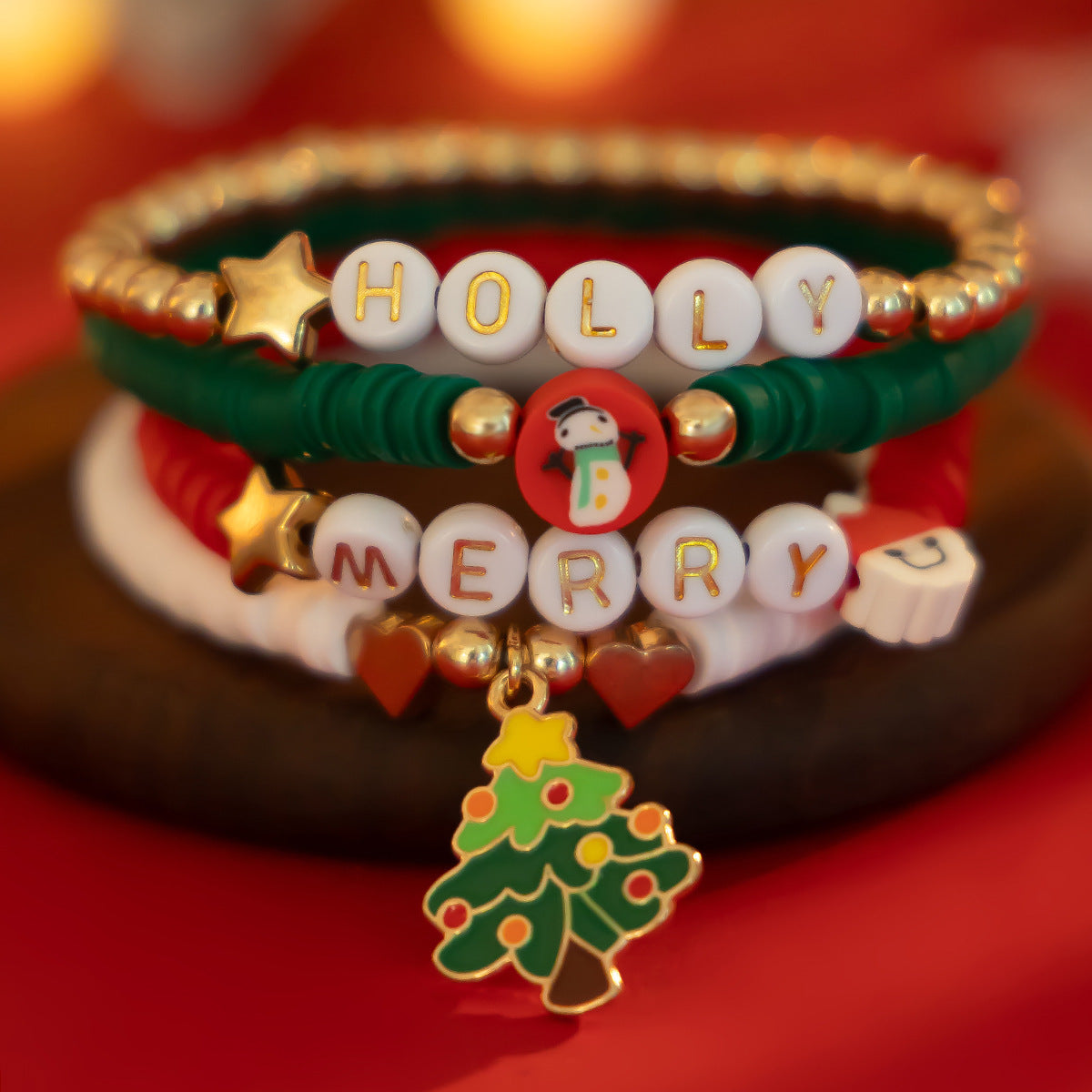 Festive Christmas Polymer Clay Color Bracelet Set - Perfect Holiday Gift! - ZA-ZOLA