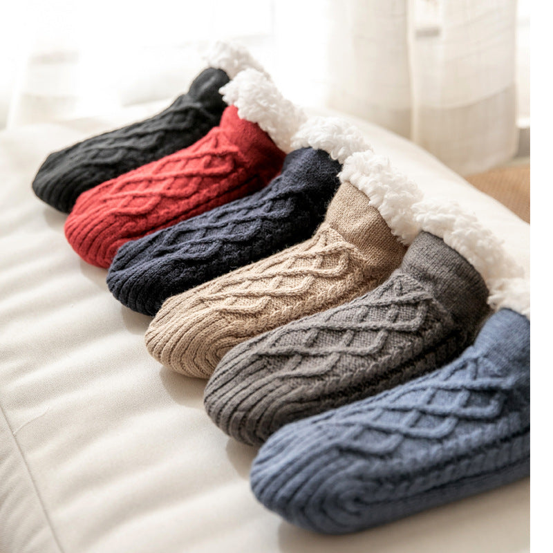 Winter Knitted Plush Floor Socks – Warm Non-Slip Home Carpet Socks for Women - ZA-ZOLA