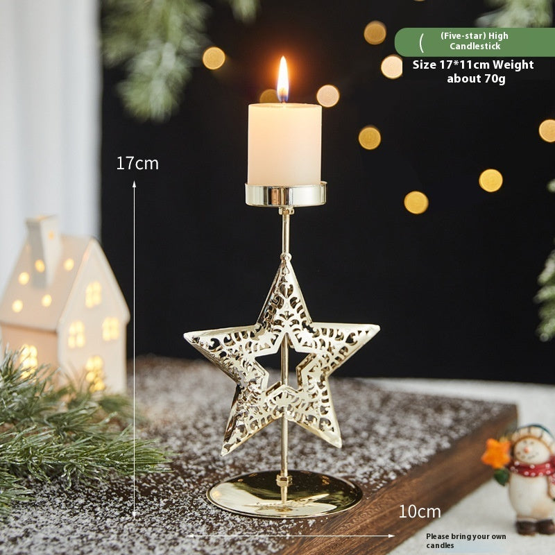 Romantic Wrought Iron Christmas Candlestick – Elegant Candle Tray Decoration - ZA-ZOLA