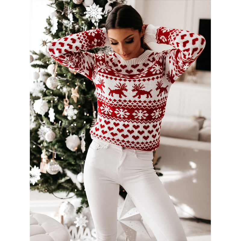 Christmas Elk Knitted Sweater – Long Sleeve Festive Winter Wear for Women & Men - ZA-ZOLA