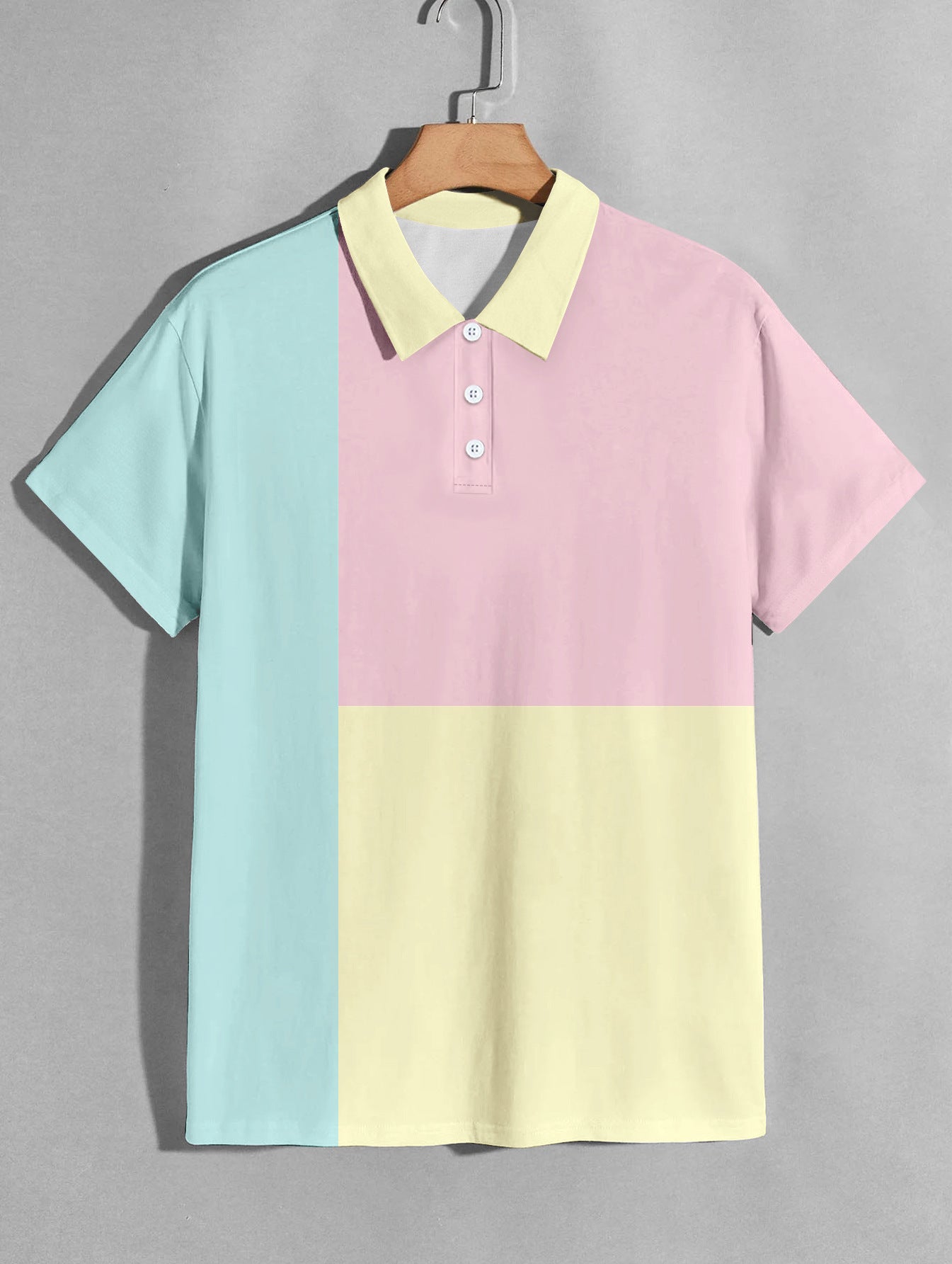 Summer Men's Fashion Color Contrast Polo ShirtProduct information:
 
 Color: red, pink, green, camel
 
 Details of clothing style: Asymmetric
 
 Size: S,M,L,XL,XXL,XXXL
 
 Style: slim fit
 
 Main fabric compositShirtZA-ZOLAZA-ZOLAFashion Color Contrast Polo Shirt