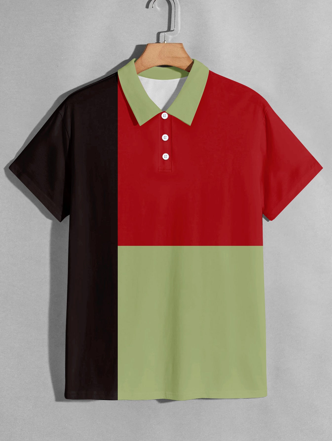 Summer Men's Fashion Color Contrast Polo ShirtProduct information:
 
 Color: red, pink, green, camel
 
 Details of clothing style: Asymmetric
 
 Size: S,M,L,XL,XXL,XXXL
 
 Style: slim fit
 
 Main fabric compositShirtZA-ZOLAZA-ZOLAFashion Color Contrast Polo Shirt