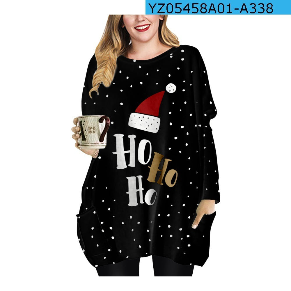 Long Christmas Snowflake Round Neck Dress – Festive Holiday Apparel for Women - ZA-ZOLA