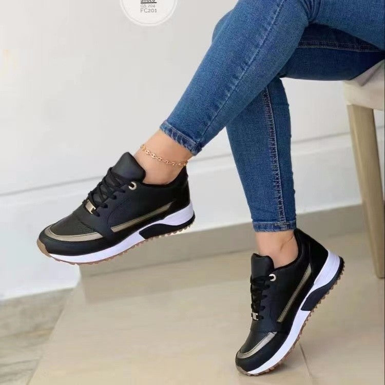 Casual Lace-up Flat Shoes Women Shallow Round Toe Sports Walking Sneakers - ZA-ZOLA