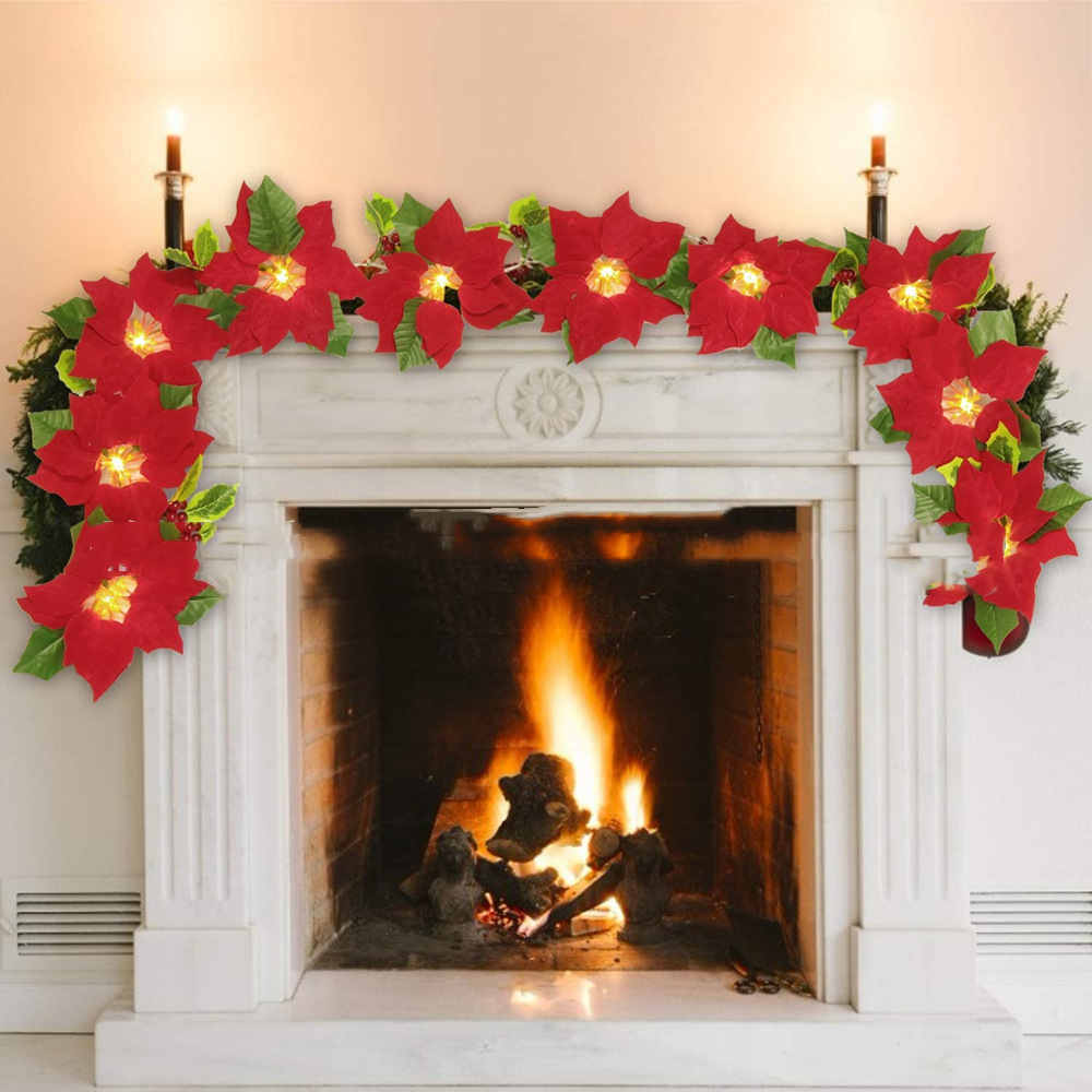 Red Flower String Lights – Door Frame & Escalator Decoration for Festive Holiday Charm - ZA-ZOLA