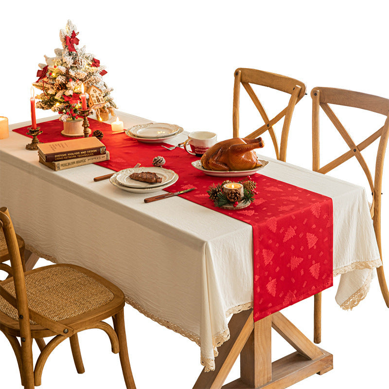 Dark Jacquard Christmas Table Runner | Elegant Holiday Dining Decor - ZA-ZOLA