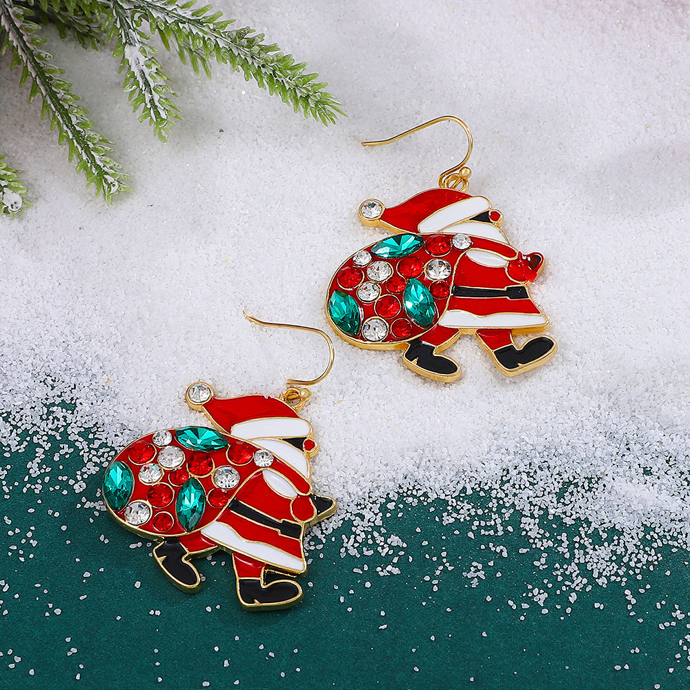 Personalized Santa Claus Earrings with Colorful Rhinestones – INS Fashion Christmas Jewelry for Women - ZA-ZOLA