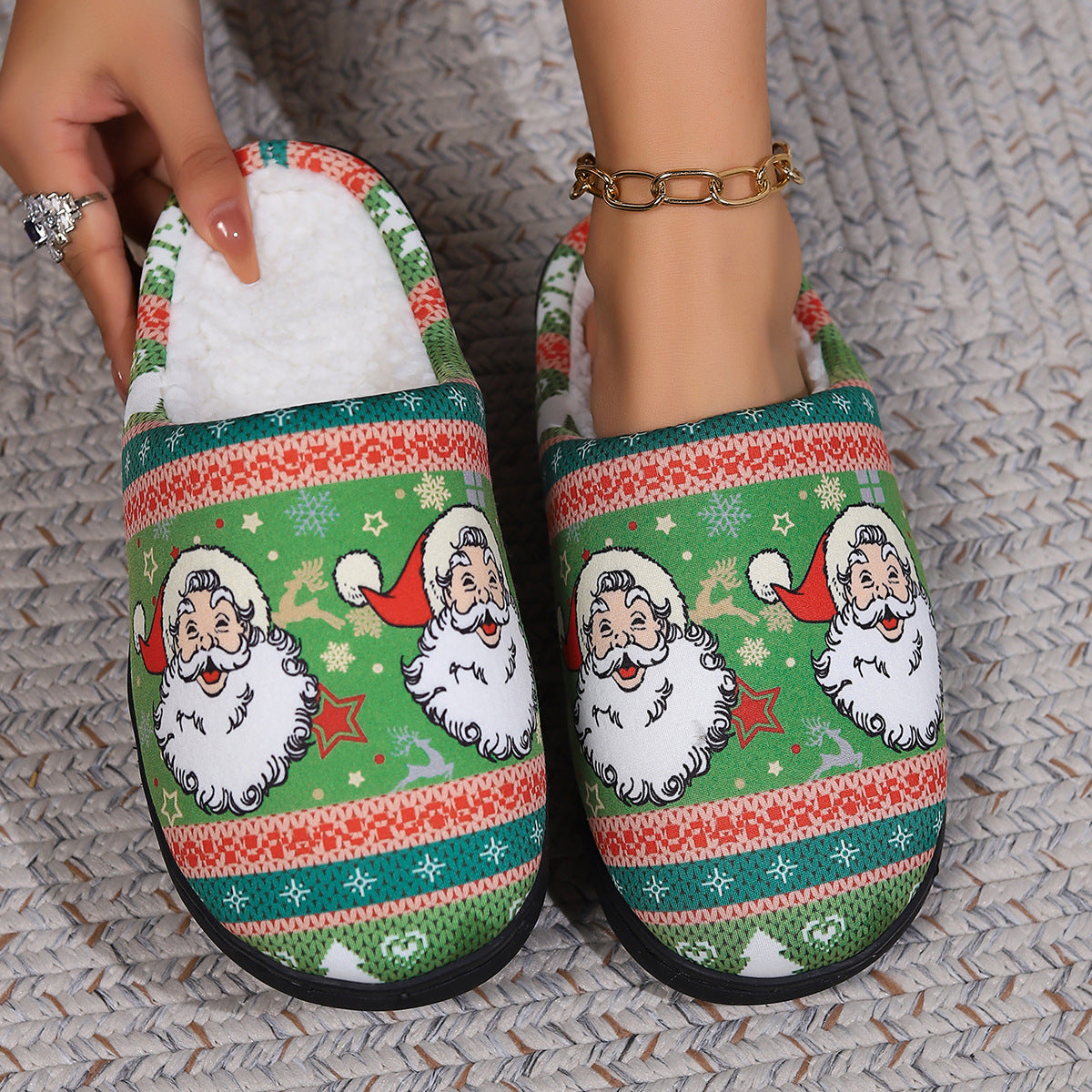 Christmas Snowman, Elk & Santa Claus Plush Slippers – Winter Warm Non-Slip Indoor Shoes - ZA-ZOLA