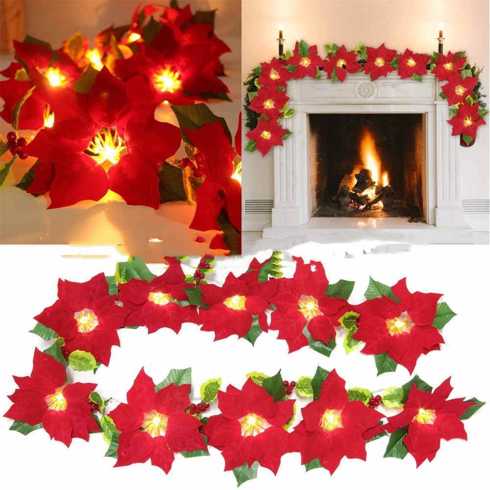 Red Flower String Lights – Door Frame & Escalator Decoration for Festive Holiday Charm - ZA-ZOLA