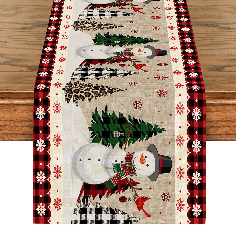 Linen Snowman Table Mat – Festive Printed Christmas Table Decor for Holiday Dining - ZA-ZOLA