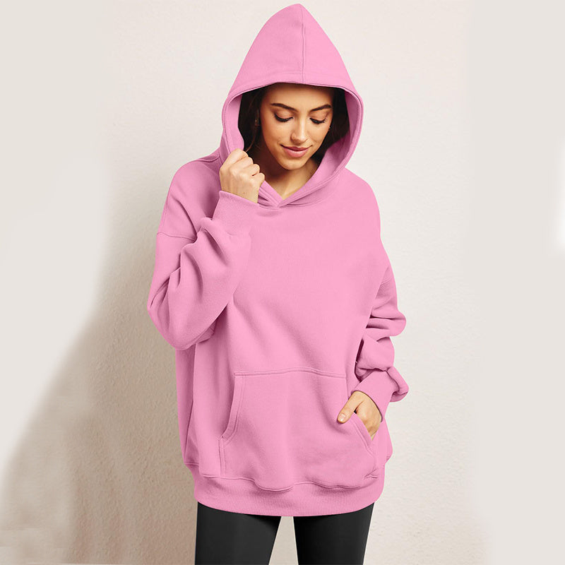 Women's Oversized Fleece Hoodie – Loose Sweatshirt with Pockets, Long Sleeve Pullover for Winter & Fall